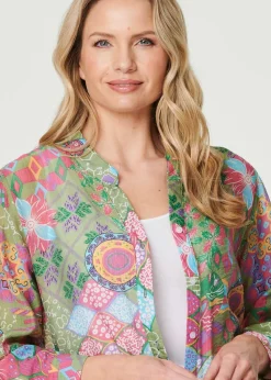 Izabel London Green Printed Semi Sheer Longline Blouse