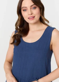 Izabel London Indigo Relaxed Sleeveless Wide Crop Jumpsuit