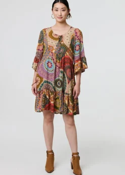 Izabel London Multi Kaleidoscope Print Short Dress