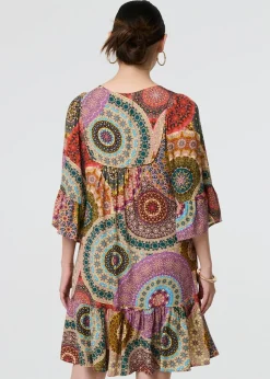 Izabel London Multi Kaleidoscope Print Short Dress