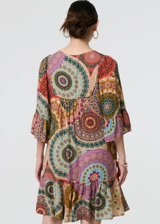 Izabel London Multi Kaleidoscope Print Short Dress