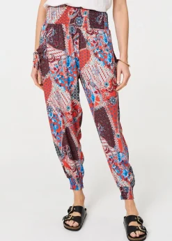 Izabel London Orange Paisley Print High Waist Harem Trousers
