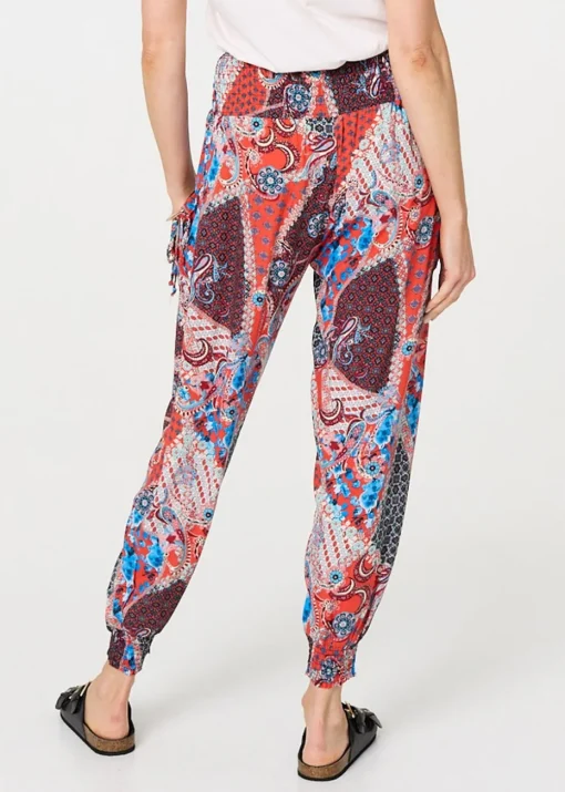 Izabel London Orange Paisley Print High Waist Harem Trousers