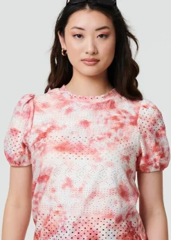 Izabel London Orange Tie Dye Cut Out Texture Short Sleeve Top