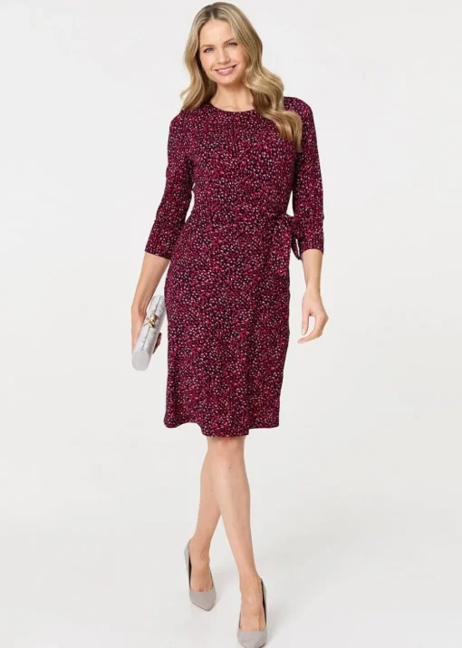 Izabel London Pink Animal Print Knot Short Dress
