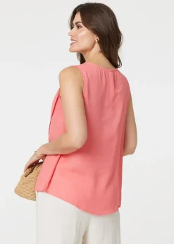 Izabel London Pink Asymmetric Pleat Front Blouse Top