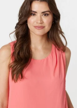 Izabel London Pink Asymmetric Pleat Front Blouse Top