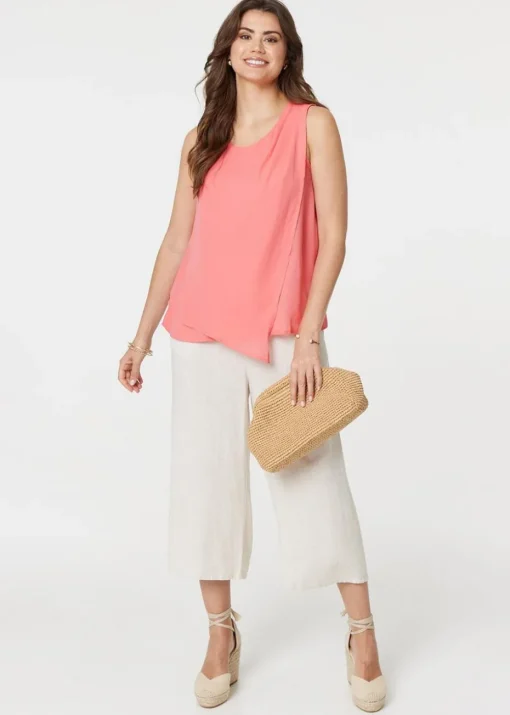 Izabel London Pink Asymmetric Pleat Front Blouse Top