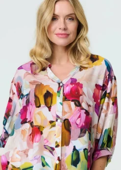 Izabel London Pink Brushstroke Print Shirt