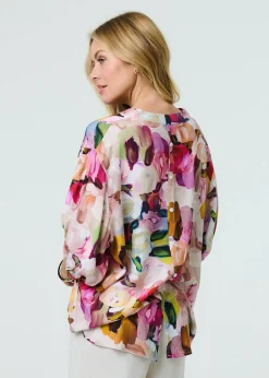 Izabel London Pink Brushstroke Print Shirt