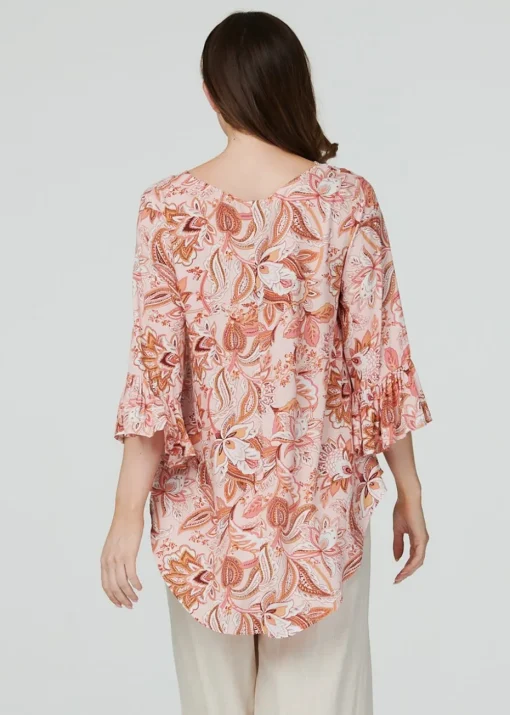 Izabel London Pink Paisley Print Oversized Blouse