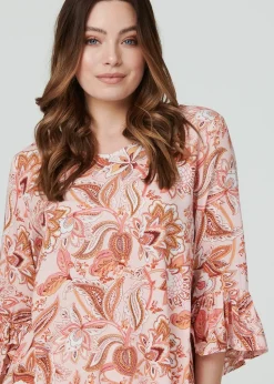 Izabel London Pink Paisley Print Oversized Blouse