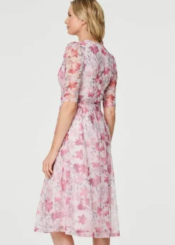 Izabel London Red Floral Wrap Front Tea Dress