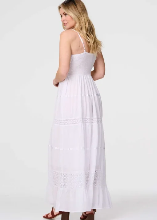 Izabel London White Broderie Anglaise Cami Maxi Dress
