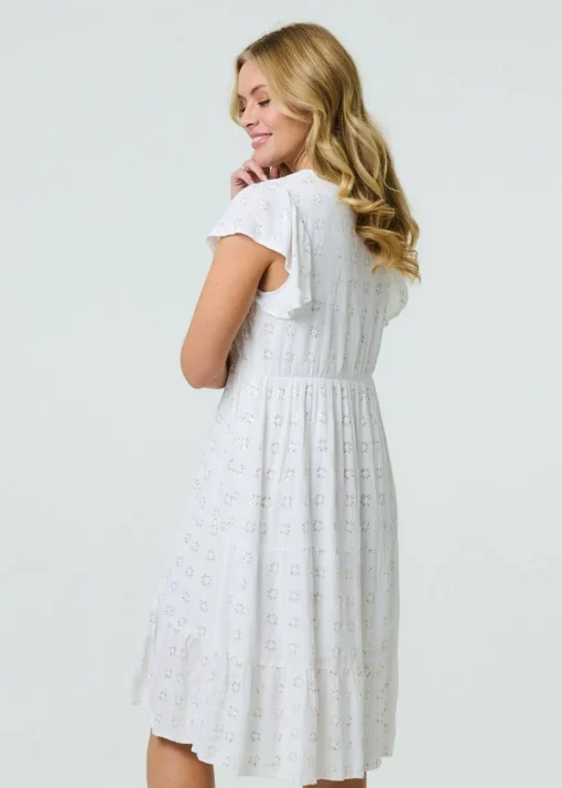 Izabel London White Embellished Relaxed Midi Dress