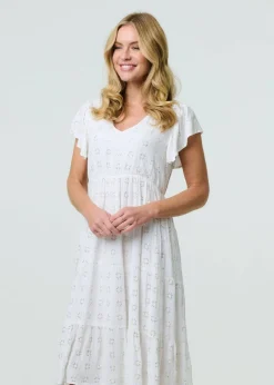 Izabel London White Embellished Relaxed Midi Dress