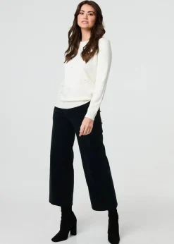 Izabel London White Floral Gemstone Embellished Jumper