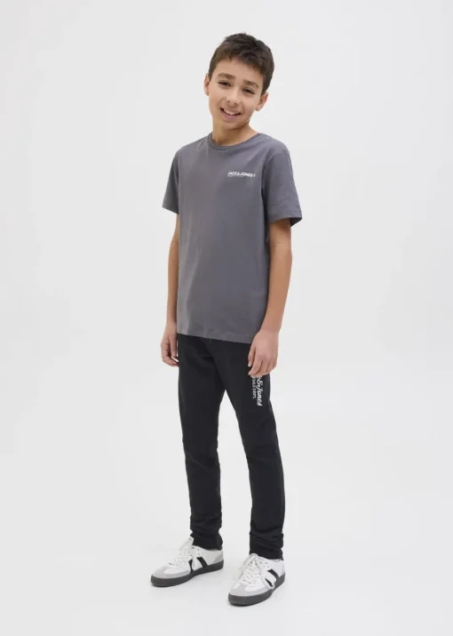 Jack & Jones Black Slogan Jogging Bottoms (8-16yrs)