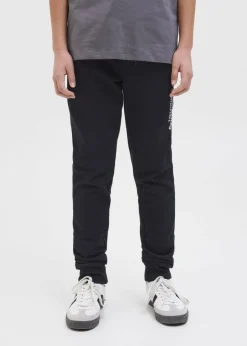 Jack & Jones Black Slogan Jogging Bottoms (8-16yrs)