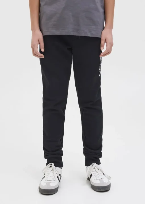 Jack & Jones Black Slogan Jogging Bottoms (8-16yrs)