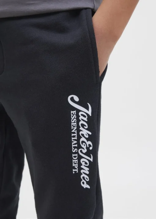 Jack & Jones Black Slogan Jogging Bottoms (8-16yrs)