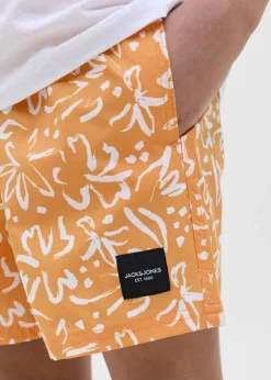 Jack & Jones Jnr Orange Print Swim Shorts