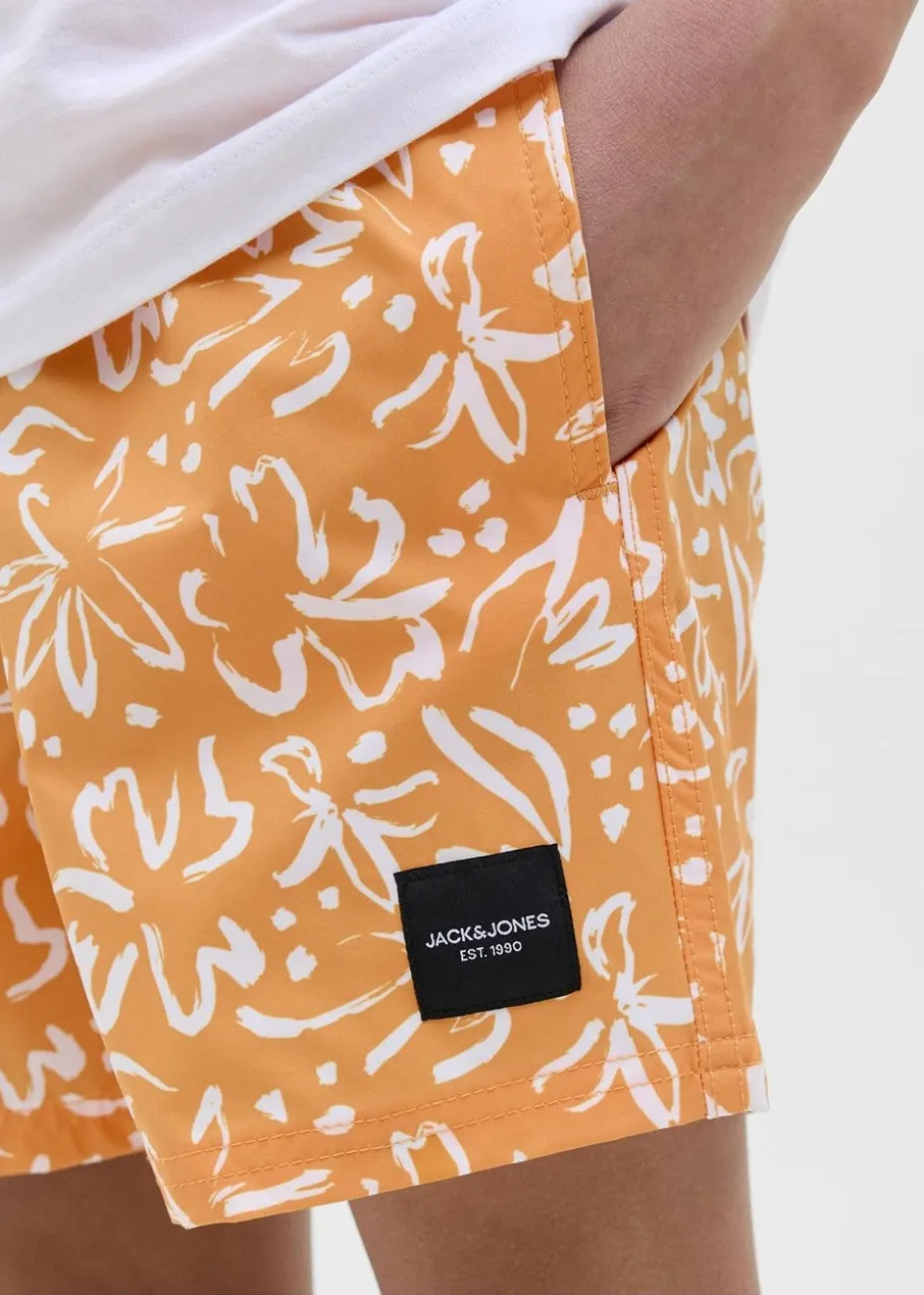 Jack & Jones Jnr Orange Print Swim Shorts