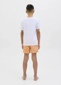Jack & Jones Jnr Orange Print Swim Shorts