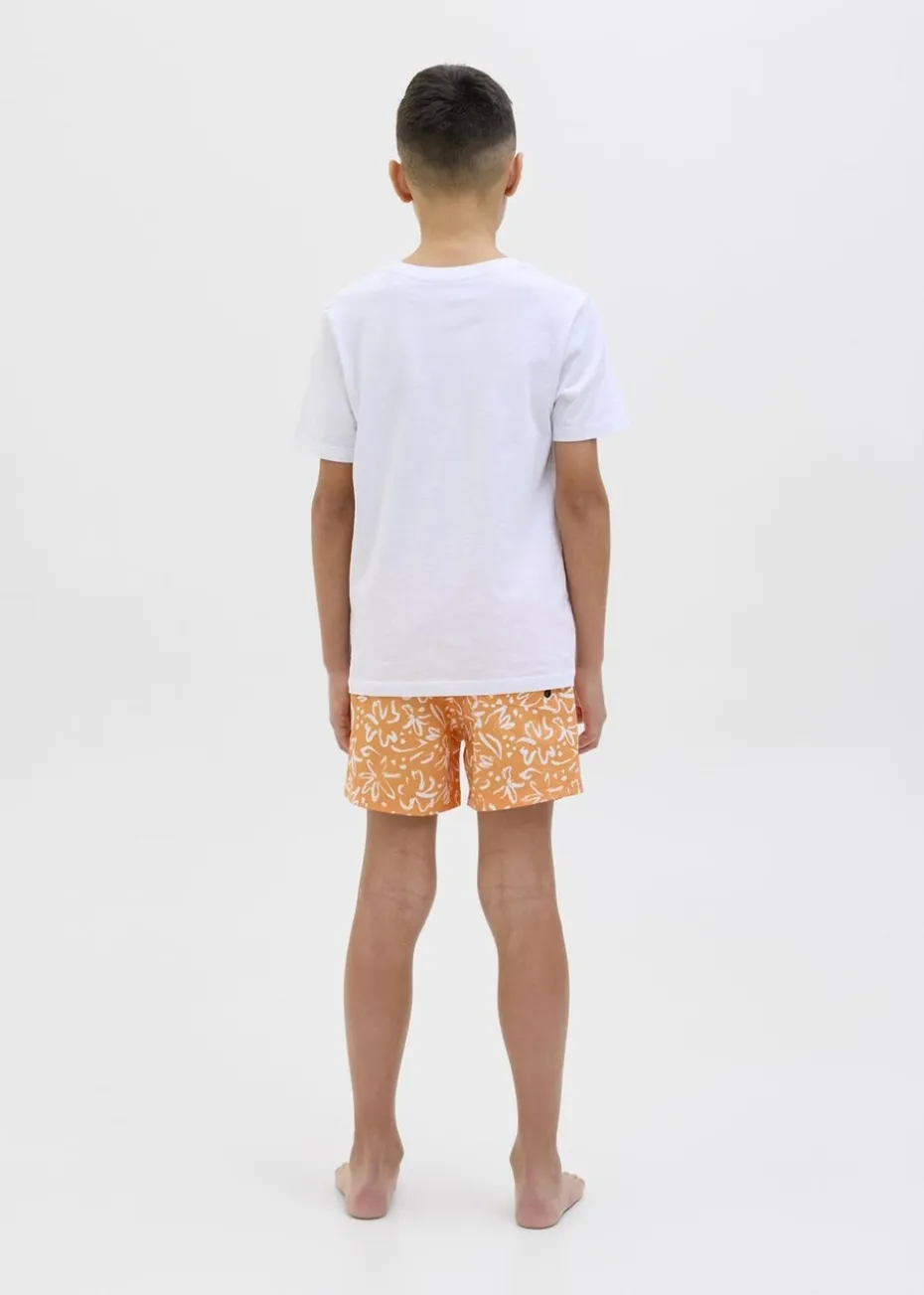 Jack & Jones Jnr Orange Print Swim Shorts