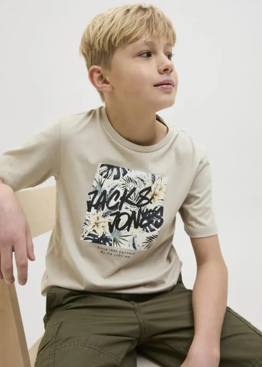 Jack & Jones Kids Beige Hawaii T-Shirt (8-16yrs)