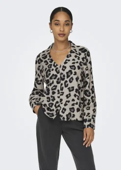 JDY Beige Animal Satin Shirt