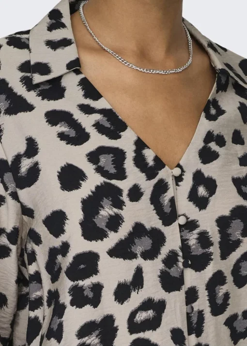 JDY Beige Animal Satin Shirt