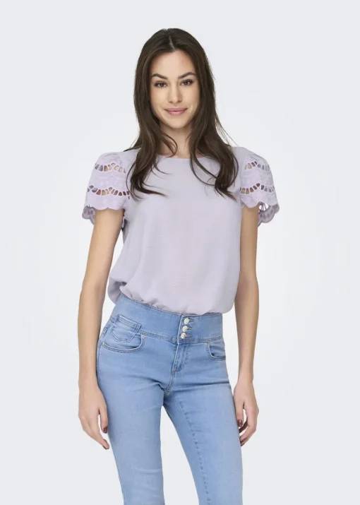 JDY Lilac Sleeve Detail T-Shirt
