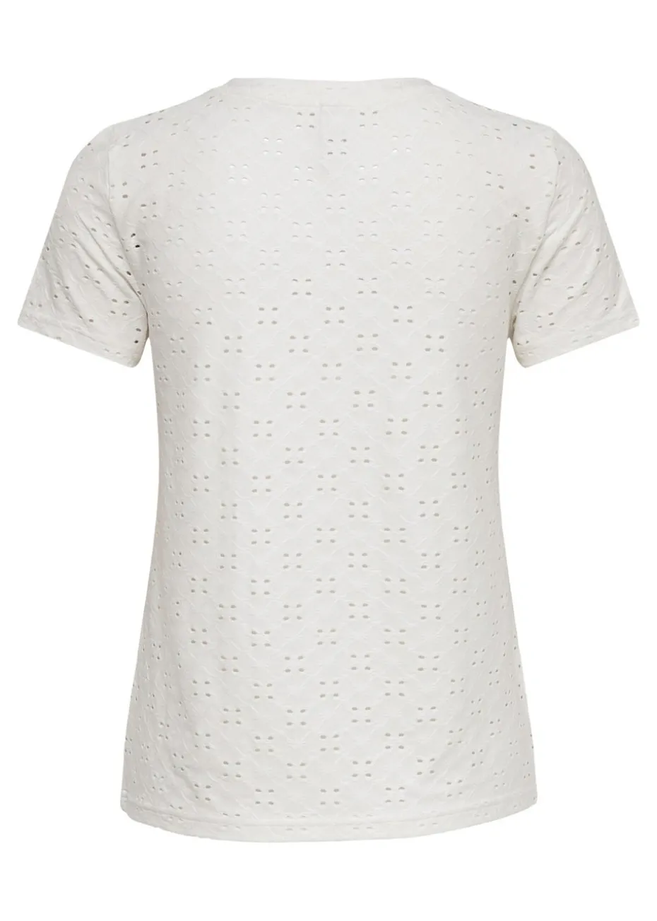 JDY White Cut Out Cathinka T-Shirt
