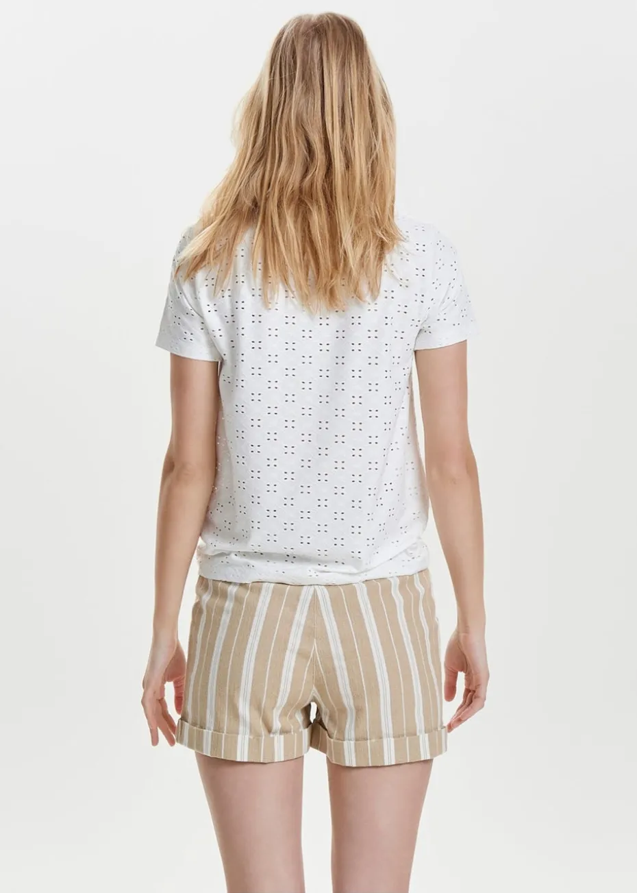 JDY White Cut Out Cathinka T-Shirt