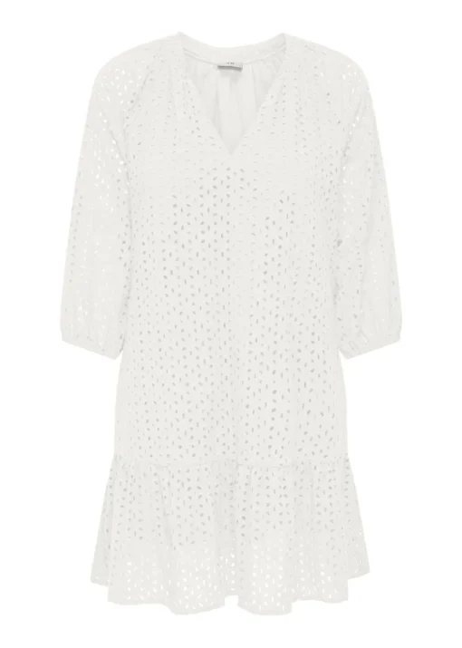 JDY White Embroidered Smock Dress