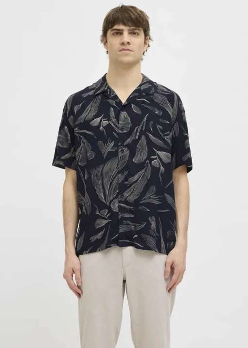 JJ Rebel Navy Printed Resort Shirt