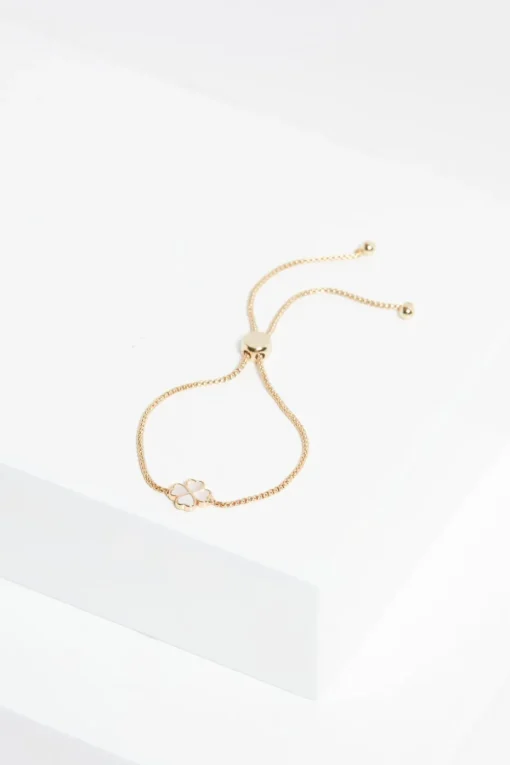 Jon Richard Gold Plated & Mother Of Pearl Enamel Heart Clover Toggle Bracelet