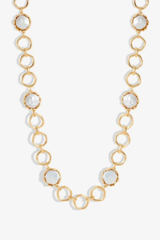 Jon Richard Gold Plated & Baroque Pearl Polished Chain Necklace