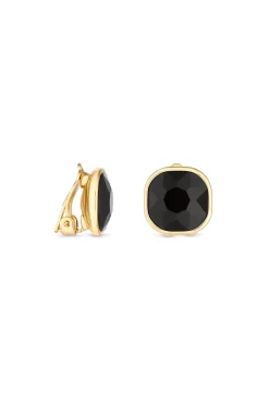 Jon Richard Gold Plated and Jet Stone Clip Earrings