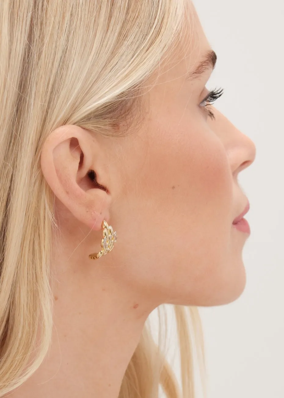 Jon Richard Gold Plated Cubic Zirconia & Polished Chain Hoops