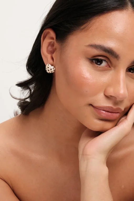 Jon Richard Gold Plated Enamel Heart Weave Earrings