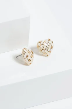 Jon Richard Gold Plated Enamel Heart Weave Earrings