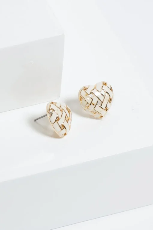 Jon Richard Gold Plated Enamel Heart Weave Earrings