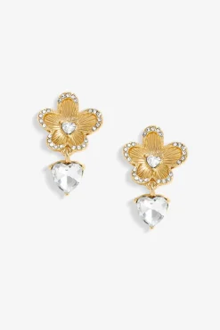 Jon Richard Gold Plated Floral And Cubic Zirconia Earrings