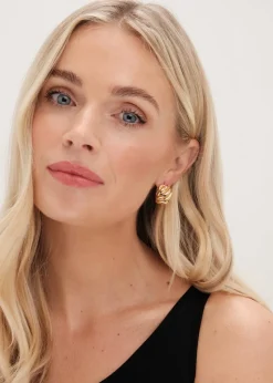 Jon Richard Gold Plated Large Ridge Hoop Earrings