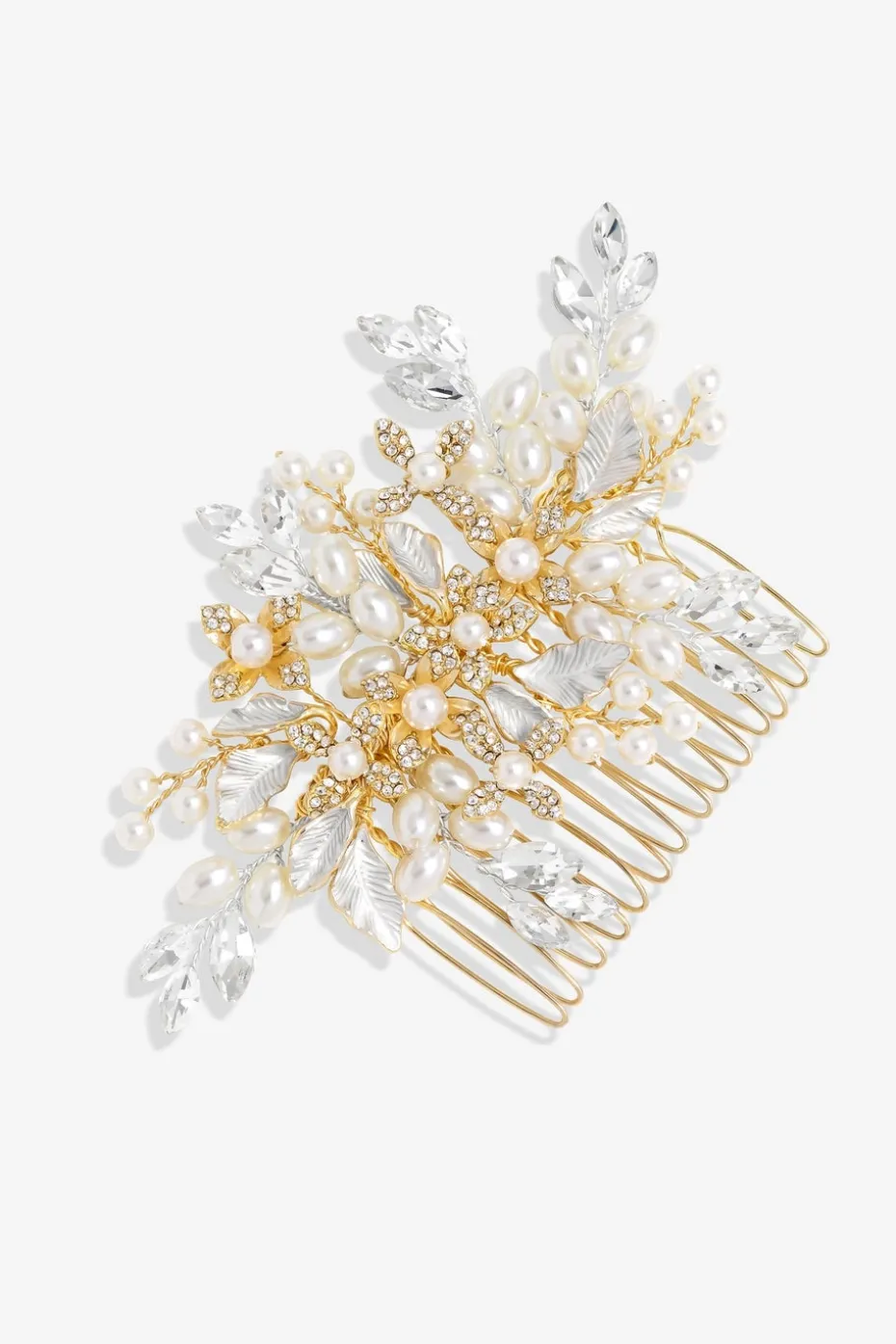 Jon Richard Gold Plated Pearl And Crystal Floral Comb