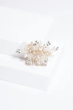 Jon Richard Gold Plated Pearl And Crystal Floral Comb