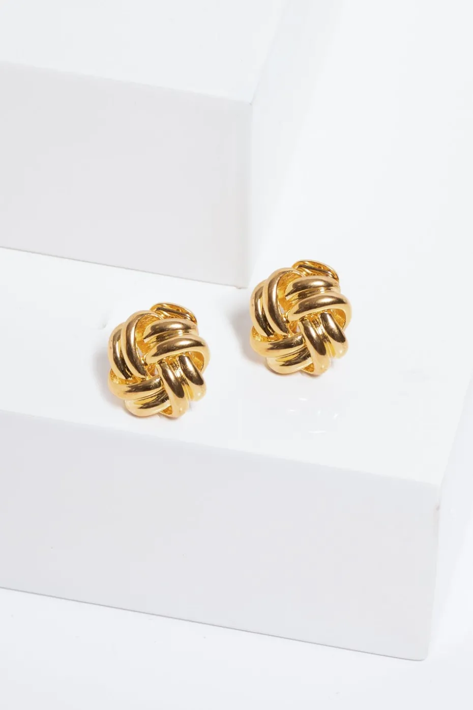 Jon Richard Gold Plated Polished Knot Clip Earrings