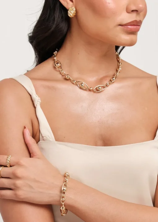 Jon Richard Gold Plated Polished Orb Chain Bracelet